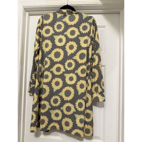Simply Southern Womens Sunflowers Gray Open Front Cardigan S/M - Picture 2 of 5
